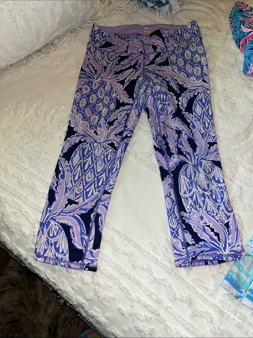 Lilly Pulitzer Navy and Lavender Printed Cropped Leggings